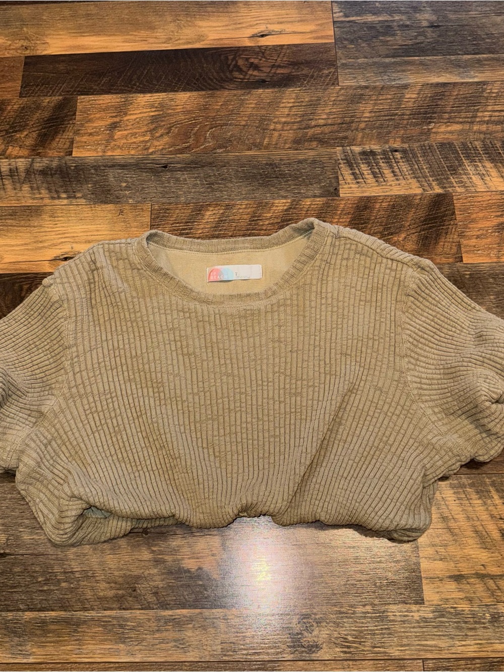 Free People Beach Ribbed Crewneck Crop Top - Taupe